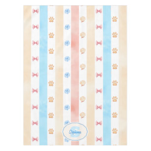 Nappe Pastel Stripe - Empreintes de pattes, Fleur Bleue,