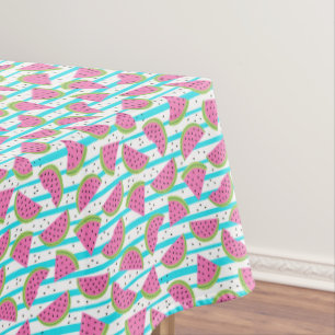 Nappe Pastèque au néon sur le motif de rayures