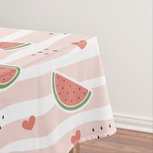 Nappe Pastèques rouges, Coeurs, Grandes Pâtes, Motif d'é