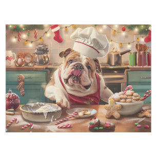 Nappe Pâtisserie de Noël à Bulldog anglais : Festive Chr