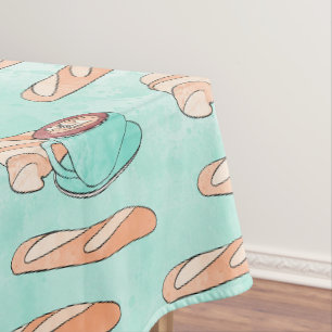 Nappe Pâtisseries françaises et Cappuccino   Pastel Blue
