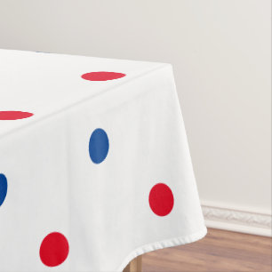 Nappe Patriotique rouge blanc bleu poka point motif vaca