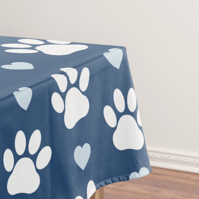 Nappe Pattern of paws, Dog paws, White paws, Blue Hearts (In Situ)