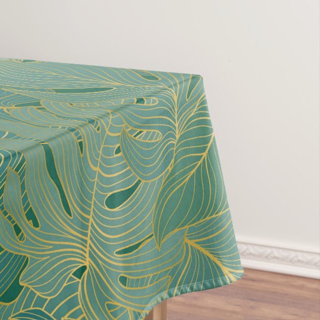 Nappe Paume vert et or feuille motif (In Situ)