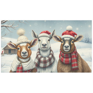 Nappe Paysage hivernal avec mouton et Cabine