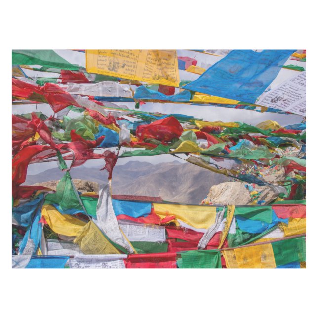 Nappe Paysage tibétain avec drapeaux de prière - Himalay (Devant (Horizontal))