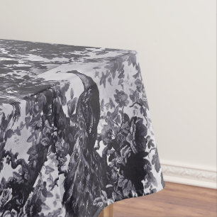Nappe Peacocs En Jardin Rose Motif Bleu