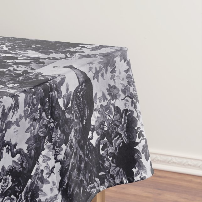 Nappe Peacocs En Jardin Rose Motif Bleu (In Situ)