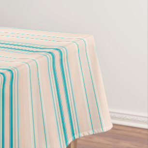 Nappe Pêche en pastel et rayures turquoises beiges