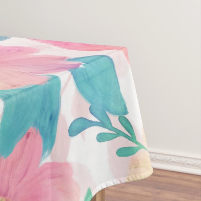 Nappe Peinture à main rose bleu florale Fille Design (In Situ)
