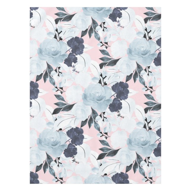 Nappe Peinture d'aquarelle florale bleu (Devant)