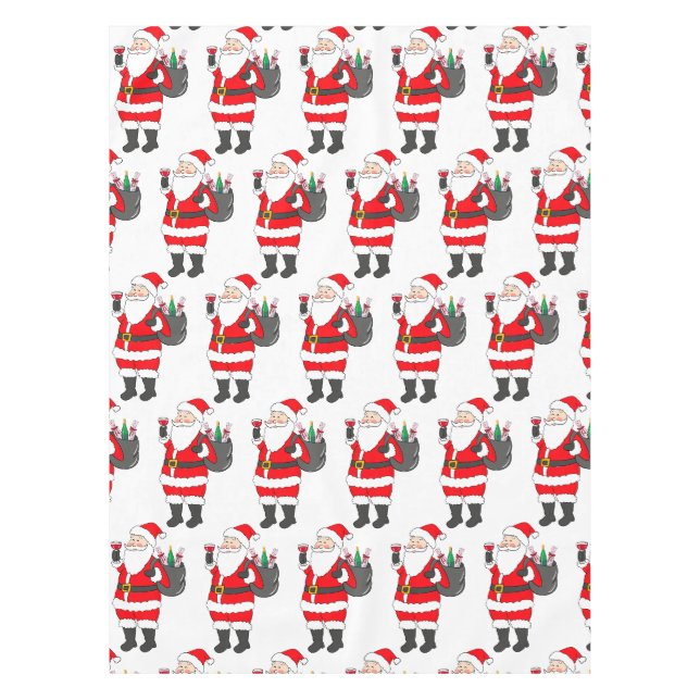 Nappe Père Noël Avec Vin Rouge Verre & Vin Sac Noël (Devant)