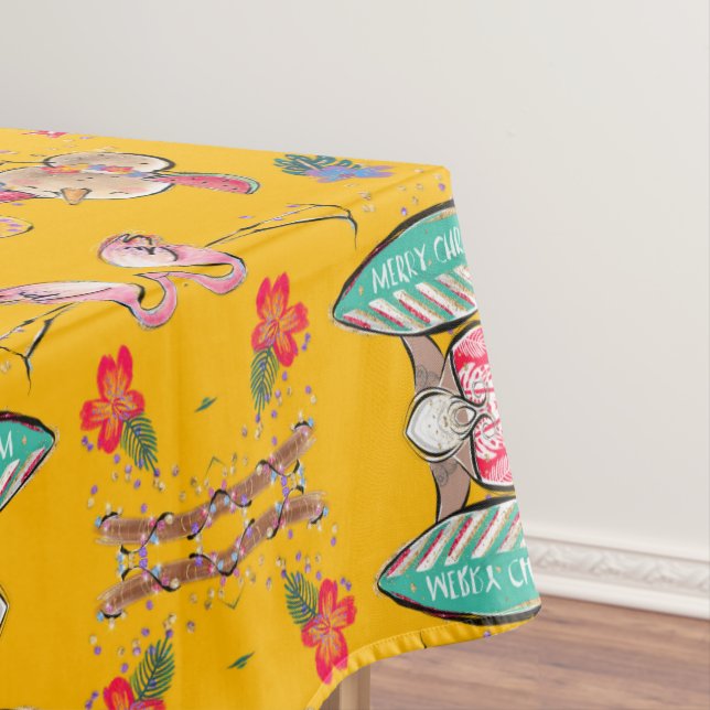 Nappe Père Noël hawaïenne tropicale jaune (In Situ)