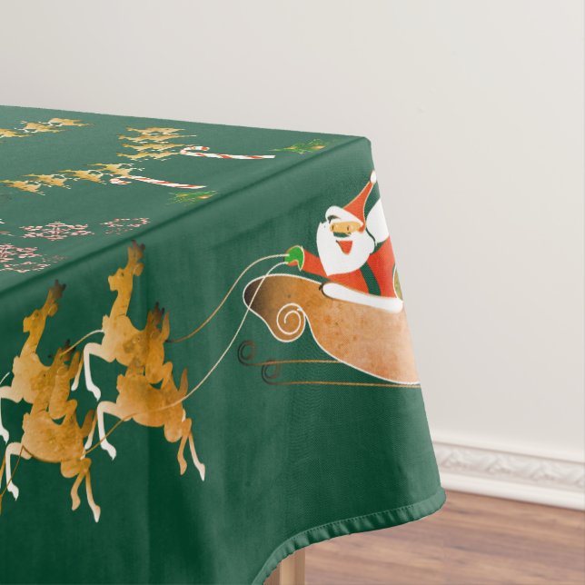 Nappe Père Noël Sleigh Reindeer Noël Vert tendance (In Situ)