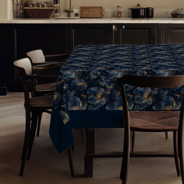 Nappe  Personalized Navy Tablecloth Chic Gold Accent ( Personalized Navy Tablecloth Chic Gold Accent)