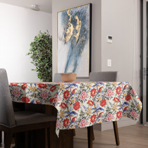 Nappe Personnalisé Chinoiserie Asiatique Floral Rose Ble