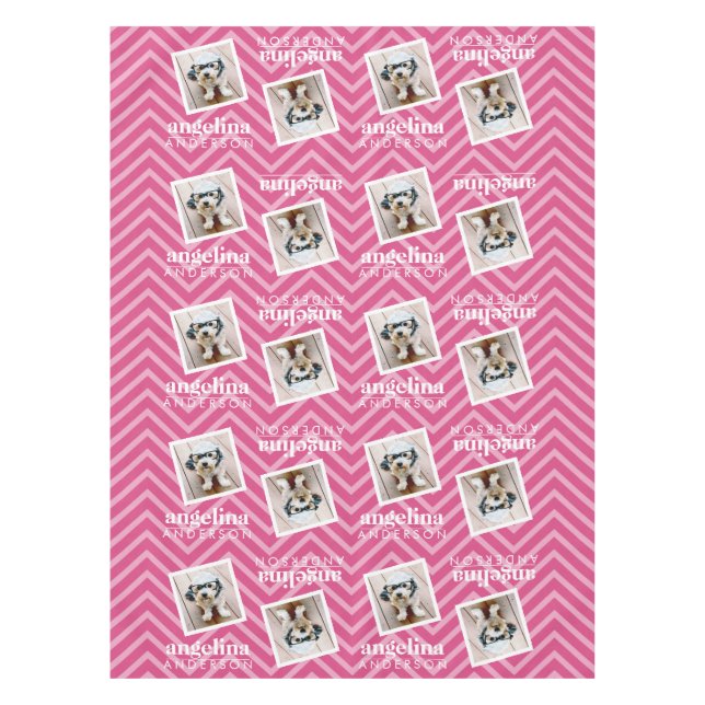 Nappe Photo de Chevron Motif et Nom personnalisé (Devant)