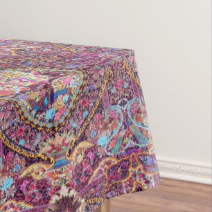 Nappe Pic de fleurs florales bleu or violet