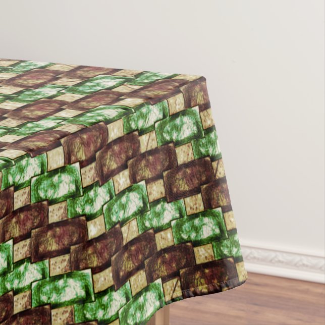 Nappe Pièces rectangulaires sculptées et tachetées, vert (In Situ)