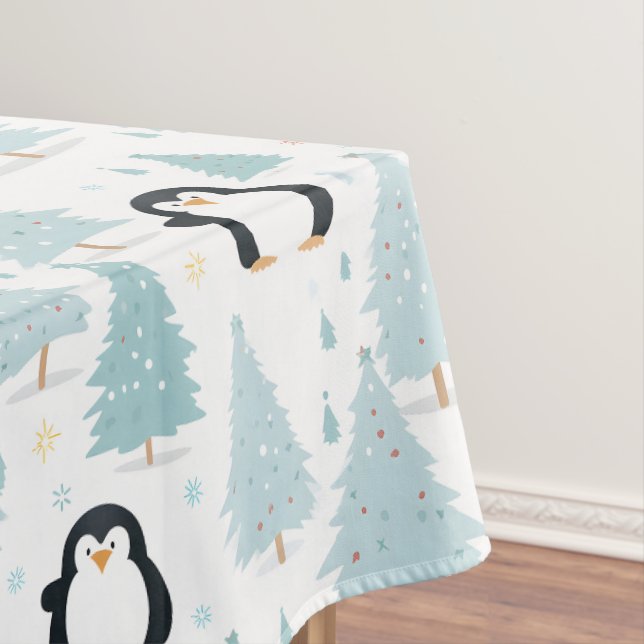 Nappe Pingouin d'hiver mignon bleu de Noël (In Situ)