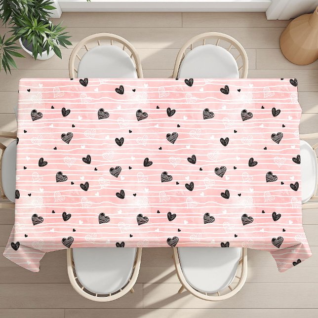 Nappe Pink Black Hearts Custom Name Cute I Love You Gift (Pink Black Hearts Custom Name Cute I Love You Tablecloth)