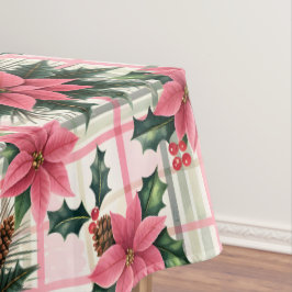 Nappe Pink Retro Noël Floral Plaid Joyeux Noël