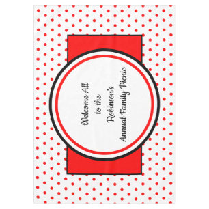 Nappe Pique-Nique Familial Blanc Points Rouges