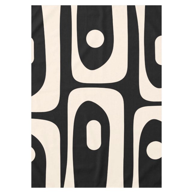 Nappe Piquet Mid-Century Moderne Abstrait Noir et Crème (Devant)