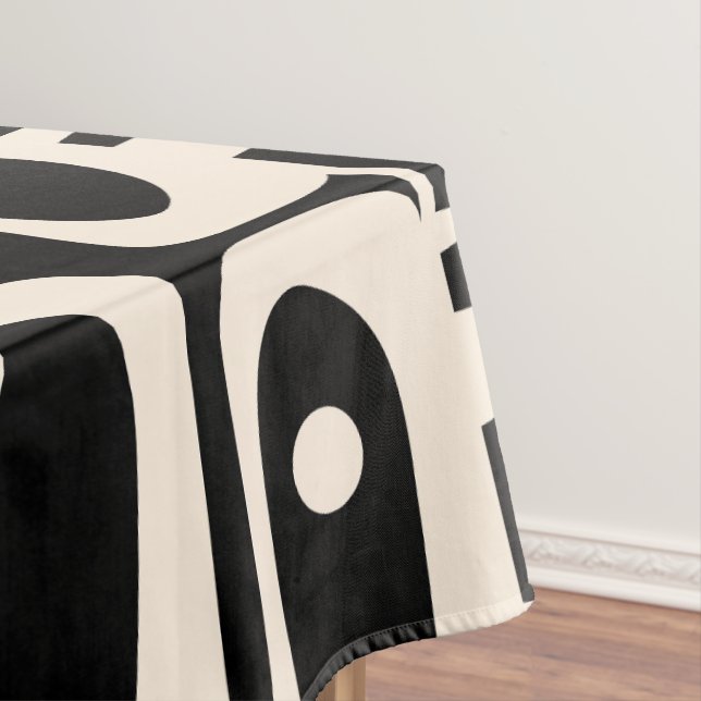 Nappe Piquet moderne du milieu du siècle Noir et Crème (In Situ)