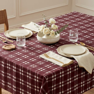 Nappe Plaid classique burgundy et blanc texturé
