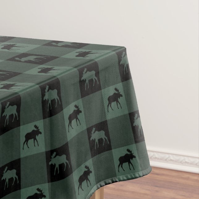 Nappe Plaid noir vert d'orignaux (In Situ)