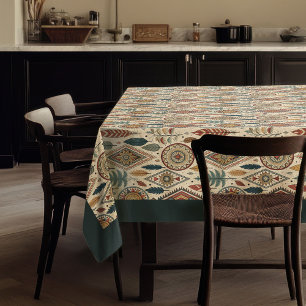 Nappe Plumes ethniques autochtones tribales en cuivre bl