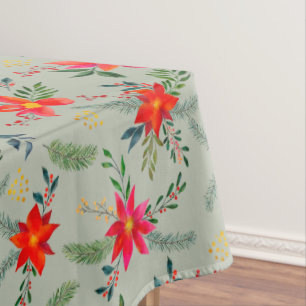 Nappe Poinsettia Rouge Festif Fleurs de Noël