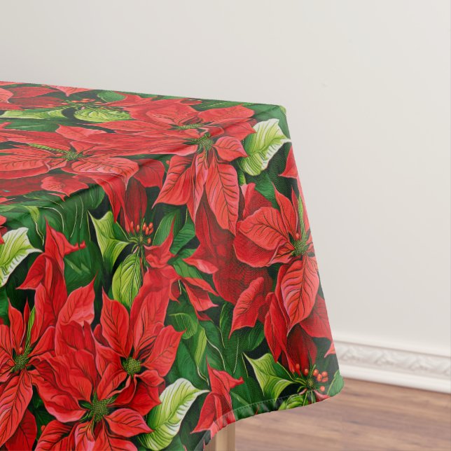 Nappe Poinsettias et Holly Feuilles (In Situ)