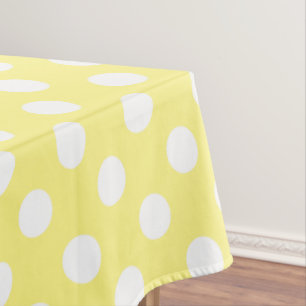 Nappe Pois blancs sur jaune citron