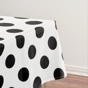 Nappe Pois noirs en blanc