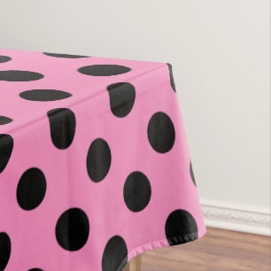 Nappe Pois noirs en rose