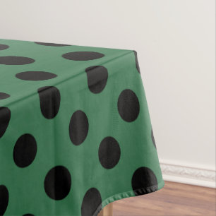 Nappe Pois noirs sur vert kelly