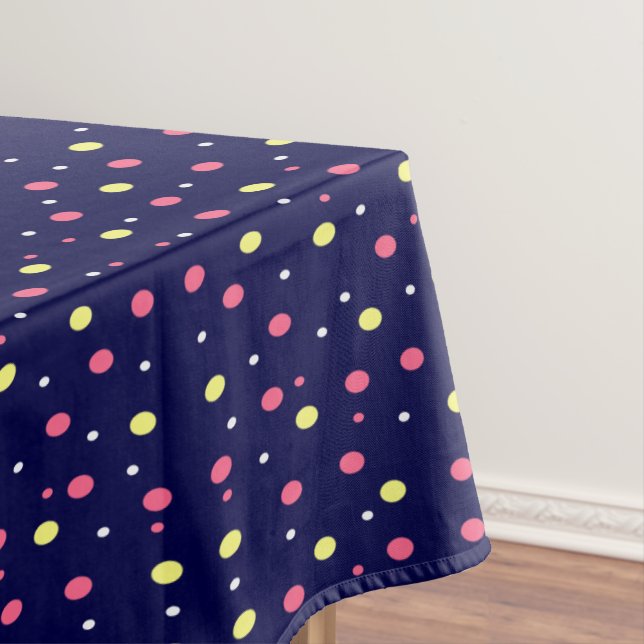 Nappe Pois roses et jaunes sur bleu marine (In Situ)