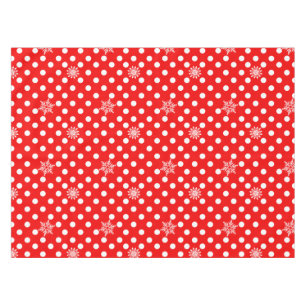 Nappe Pois rouges et motif de flocons de neige