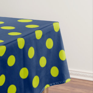 Nappe Pois verts de chaux sur bleu marine