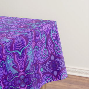 Nappe Poisson Arabesque sous-marin Motif bohème violet