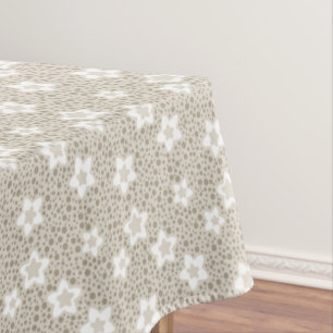 Nappe Polka beige point rétro avec étoiles et fleurs