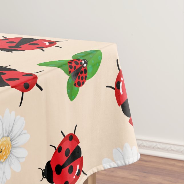 Nappe Polka rouge mignon point Ladybug Fleur de margueri (In Situ)