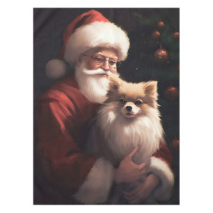 Nappe Poméranien avec Noël Festif du Père Noël