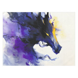 Nappe Portrait abstrait à l'aquarelle d'un cheval noir