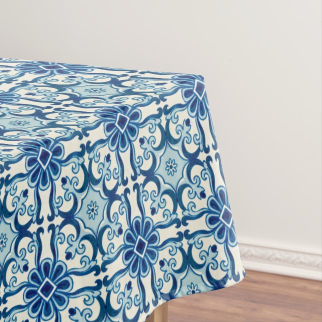 Nappe Portugais Azulejos Blue Floral Motif  (In Situ)