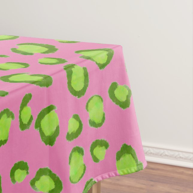 Nappe Poster de animal Motif léopard moderne vert rose (In Situ)