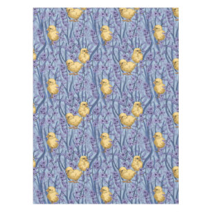 Nappe Poulets et hyacinthes bleu ciel