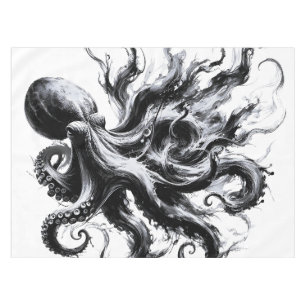 Nappe Poulpe Kraken Fluide Encre Abstraite